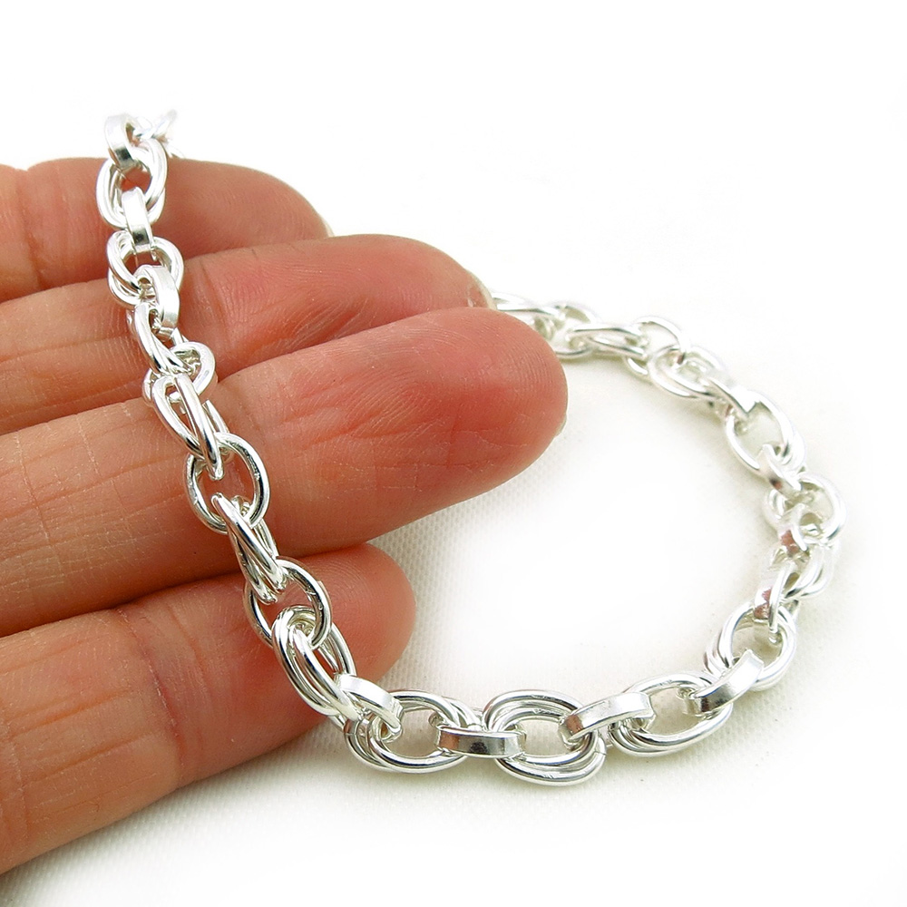 Double Link 925 Sterling Silver Chain Bracelet UK Hallmarked | eBay
